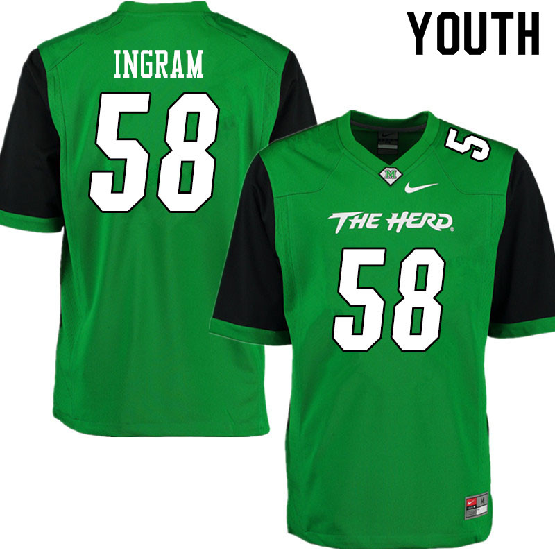 Youth #58 Ethan Ingram Marshall Thundering Herd College Football Jerseys Sale-Gren - Click Image to Close